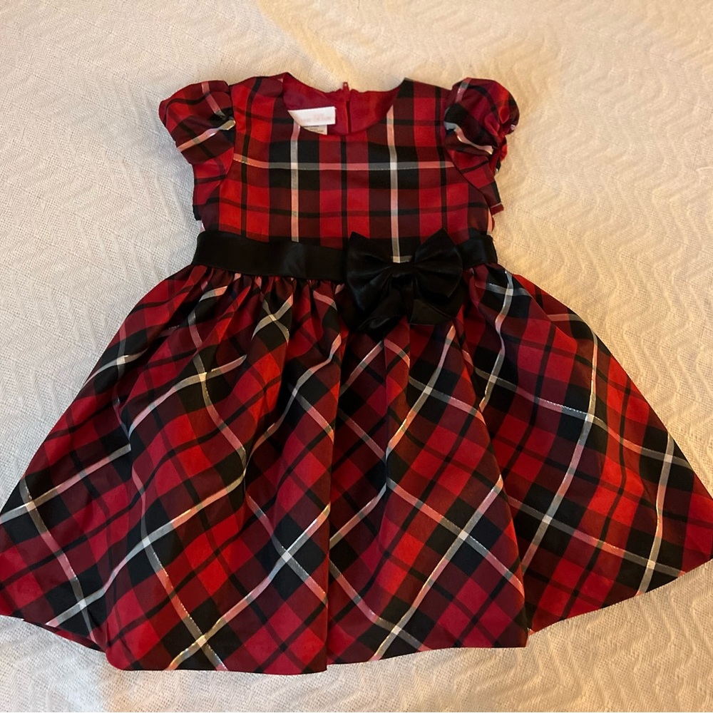 Red Plaid Dress with Black Bow